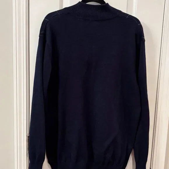 Alan Flusser Extra Large (XL) Navy Blue Quarter Zip Sweater Pullover - Picture 2 of 4